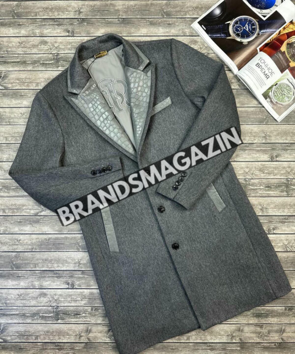 Кашемировое пальто Stefano Ricci вставка из кожи крокодила BM47428842177 Кашемировое пальто Stefano Ricci вставка из кожи крокодила BM47428842177