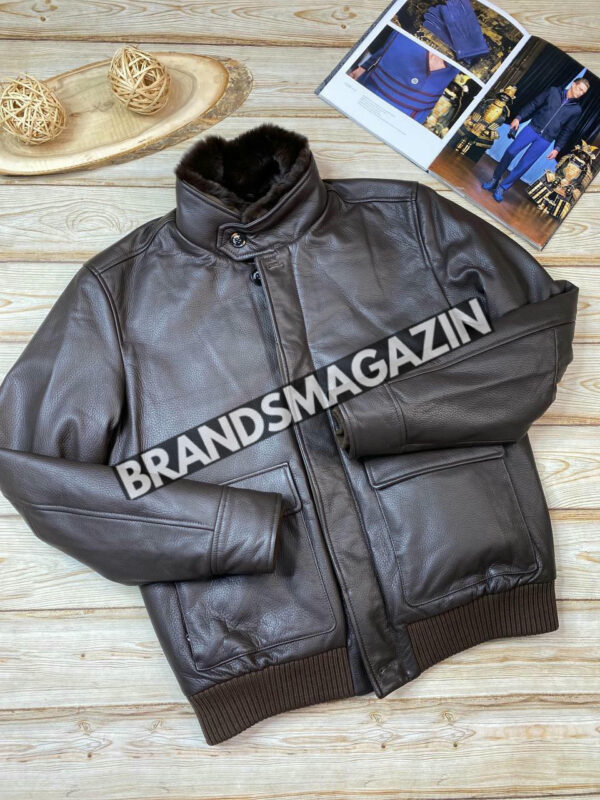 Кожаный бомбер Loro Piana с меховой подкладкой BM46268789877