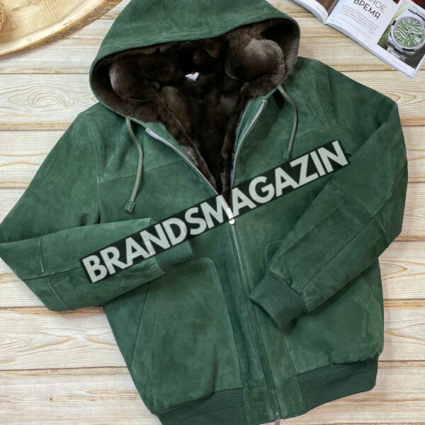 Бомбер Brunello Cucinelli из натуральной замши на меху бобра BM46293782677