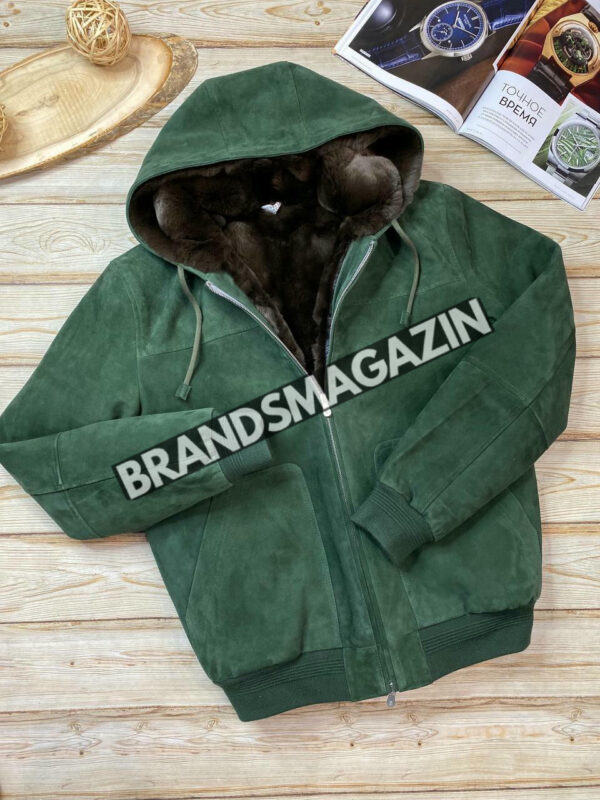 Бомбер Brunello Cucinelli из натуральной замши на меху бобра BM46293782677