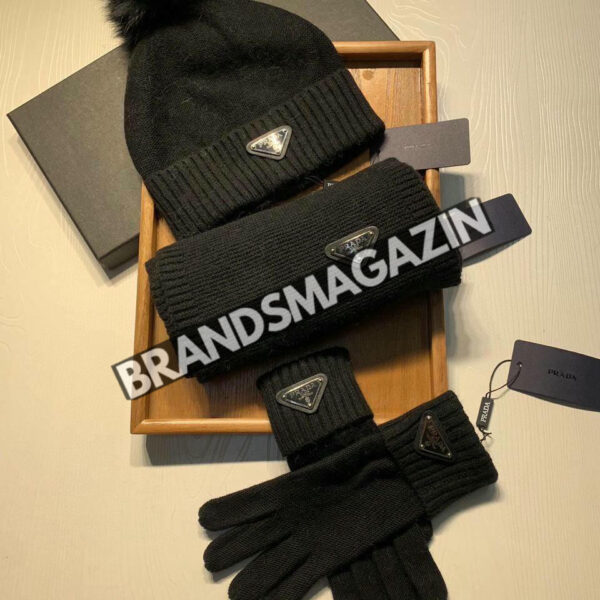 Комплект Prada (шапка + перчатки + шарф) BM46661975777
