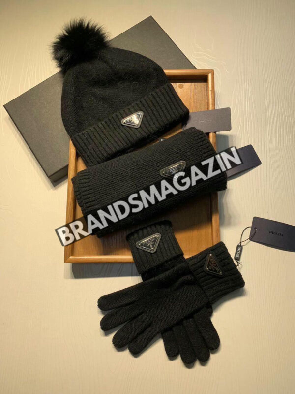 Комплект Prada (шапка + перчатки + шарф) BM46661975777