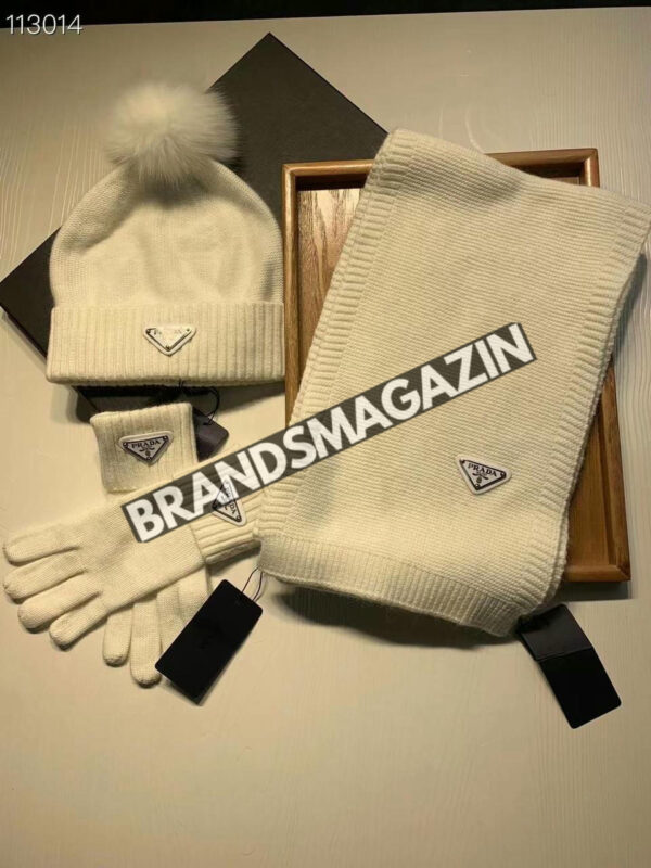 Комплект Prada (шапка + перчатки + шарф) BM46661985577