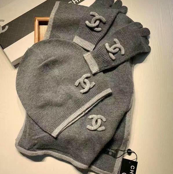 Комплект Chanel (шапка + перчатки + шарф) BM46662003477
