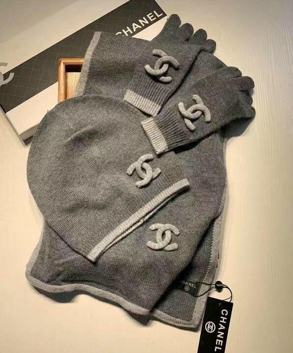 Комплект Chanel (шапка + перчатки + шарф) BM46662003477 Комплект Chanel (шапка + перчатки + шарф) BM46662003477