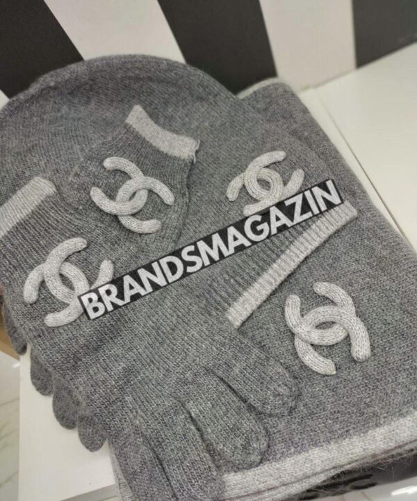 Комплект Chanel (шапка + шарф + перчатки) BM45654043777 Комплект Chanel (шапка + шарф + перчатки) BM45654043777