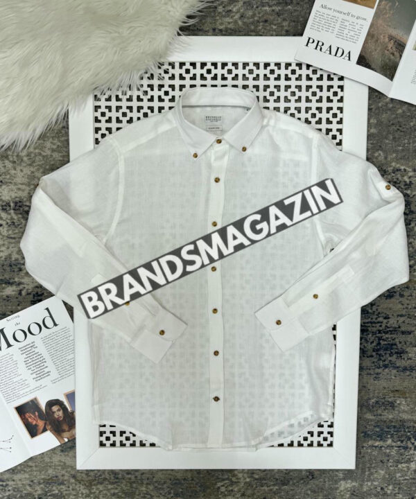 Льняная рубашка Brunello Cucinelli BM71322977 Льняная рубашка Brunello Cucinelli BM71322977