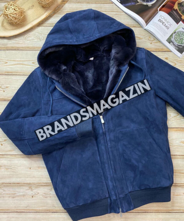 Бомбер Brunello Cucinelli из натуральной замши на меху бобра BM46293809377