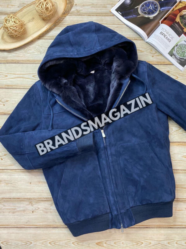 Бомбер Brunello Cucinelli из натуральной замши на меху бобра BM46293809377