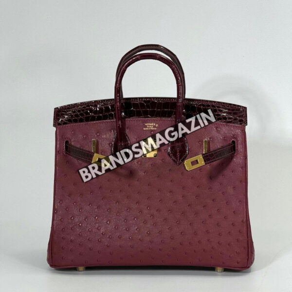 Сумка Hermes из кожи крокодила и страуса 25 см BM47058266677 3