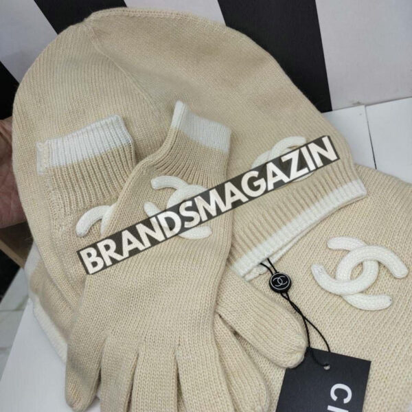 Комплект Chanel (шапка + шарф + перчатки) BM45654046777