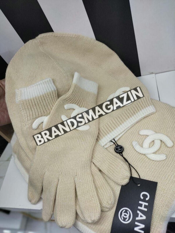 Комплект Chanel (шапка + шарф + перчатки) BM45654046777
