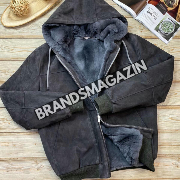 Бомбер Brunello Cucinelli из натуральной замши на меху бобра BM46293795377