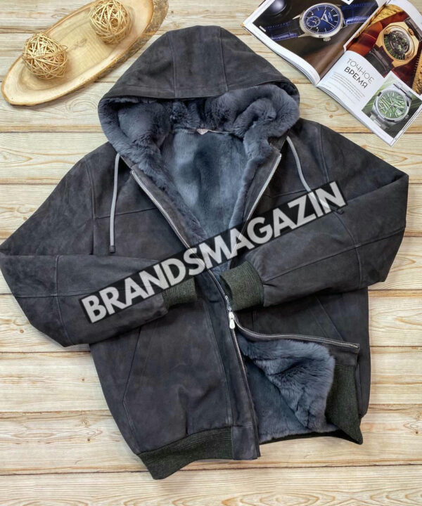 Бомбер Brunello Cucinelli из натуральной замши на меху бобра BM46293795377