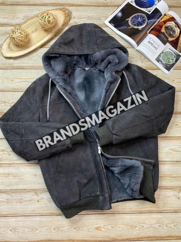 Бомбер Brunello Cucinelli из натуральной замши на меху бобра BM46293795377